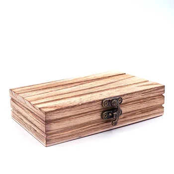 Cajas de madera para lazos, organizador de cajas de madera Natural con tapa, cerradura dorada, cajas de madera para regalos, caja de madera