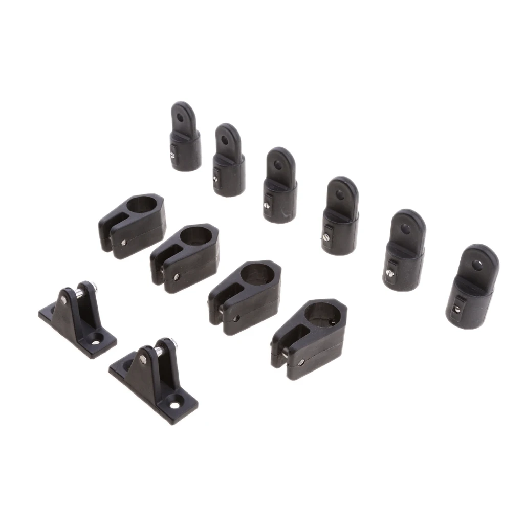 12 Pieces Boat Nylon Fittings Hardware Set 7/8 inch Black Fits 3 Bow Bimini Top Strong Lightweight Durable
