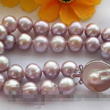 Z3190 2row " 12 мм Круглый лаванды браслет пресноводного жемчуга благородный стиль Природный тонкой jewe Быстрая