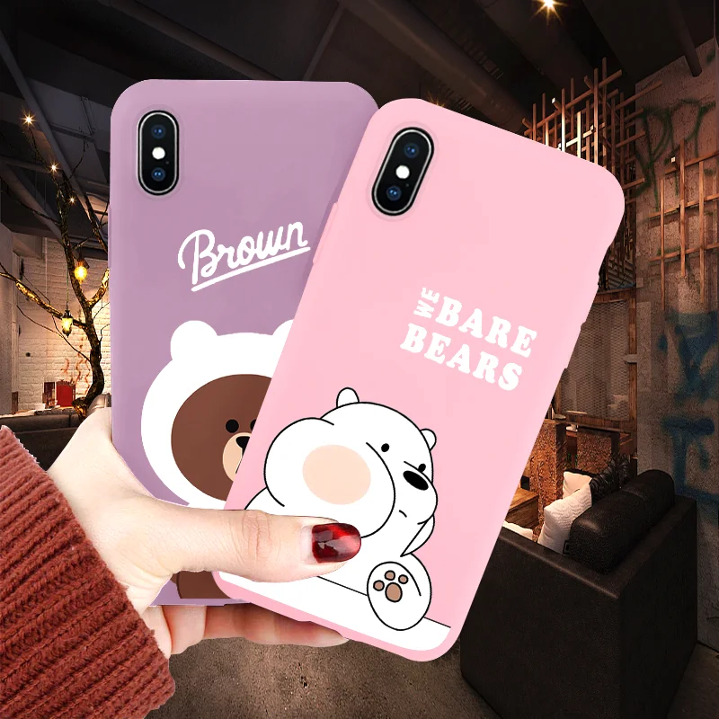 

We Bare Bears brothers Coque For iPhone 10 X XS XR XS Max Cute Cartoon Cover For iPhone 7 8 6 6S Plus Soft TPU For iPhone X Case