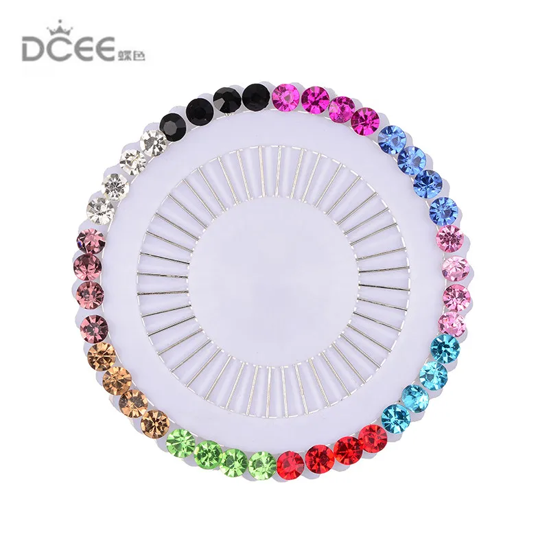 

2019 New Hijab Pins Set Wholesale 40PCS Crystal Muslim Brooches For Women Safety Scarf Pins Hijab Pins Silver Jewelry Brooch 3cm
