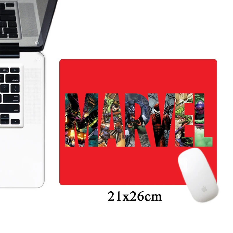 Marvel Comics логотип коврик для мыши Железный человек Аниме компьютерная игровая коврик для мыши 21x26 см маленький размер офисный Нескользящий Резиновый коврик для ноутбука