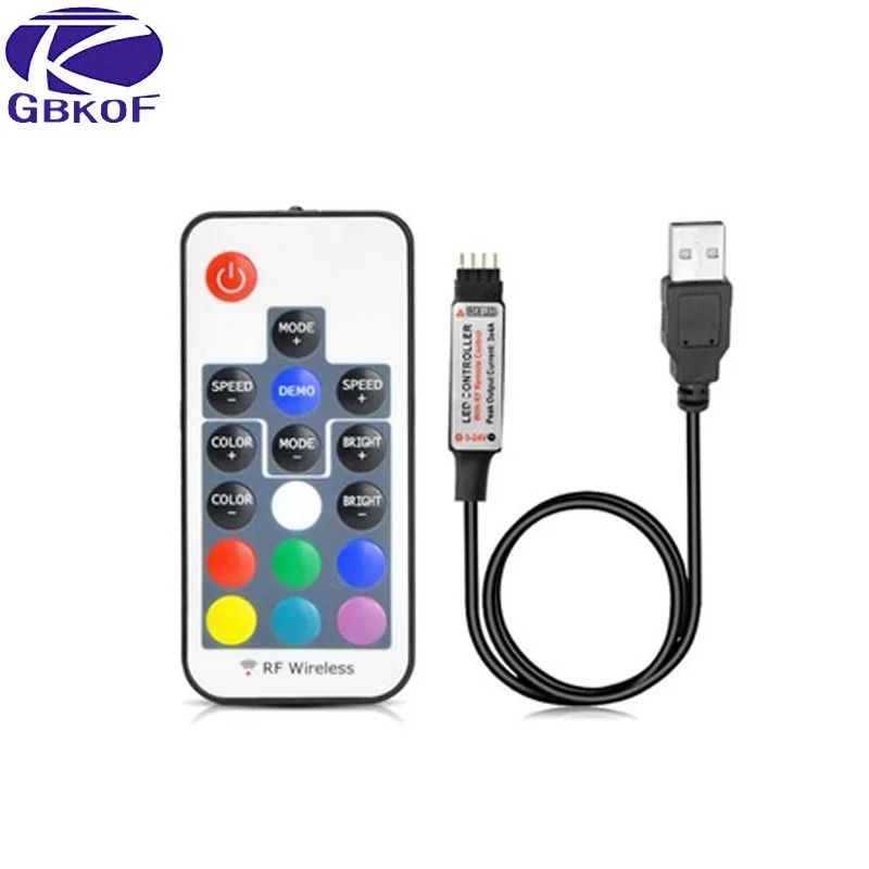 DC dimmer USB LED strip Mini 3key RF 17key 24 key RGB Remote led light