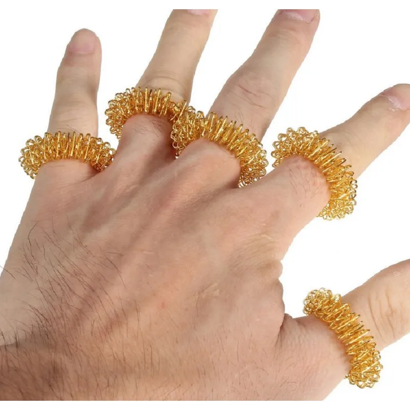 1/5 шт. горячая Распродажа массажное кольцо для пальцев акупунктурное кольцо для здоровья массажер для тела Релакс массаж рук палец похудение - Цвет: Gold