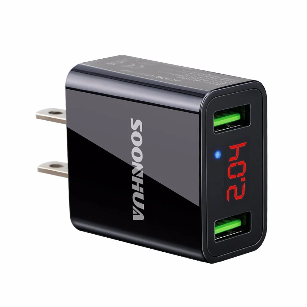 Зарядное устройство SOONHUA со светодиодным дисплеем и двумя USB-портами | Мобильные