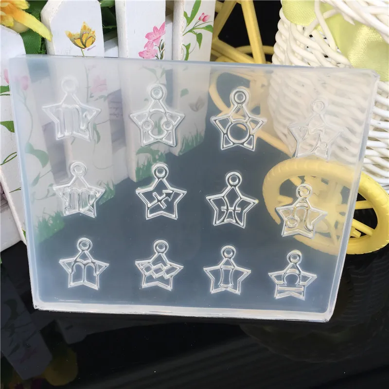 

GLADZGT 12 constellations Liquid silicone mold DIY resin jewelry pendant necklace pendant lanugo mold resin molds for jewelry