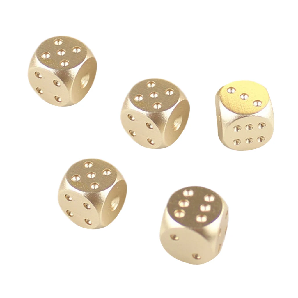 5 Pieces Aluminum Alloy 6 Sided Square Cube Spot Dice Round Corner for Camping Travell Birthday Family Party Games Supplies