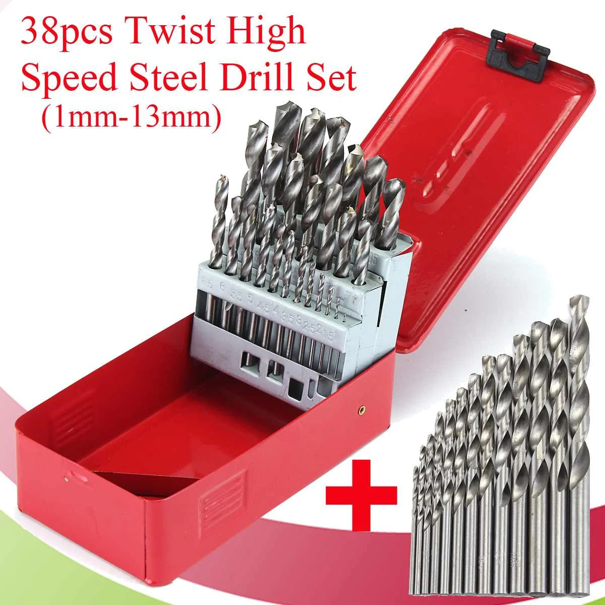 

Brand New 38 pcs HSS High Speed Steel Metric Drill Bit Set in Metal Case, 1mm - 13mm