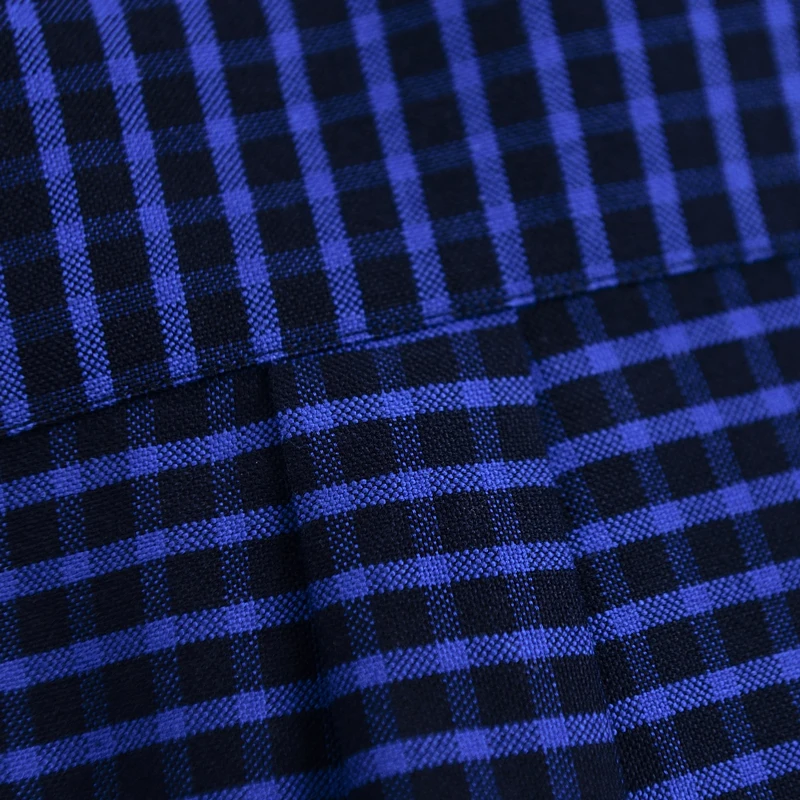Мужская Повседневная рубашка из ткани Оксфорд на пуговицах с вышивкой логотипа спереди на груди с карманом с длинным рукавом в клетку/полоску