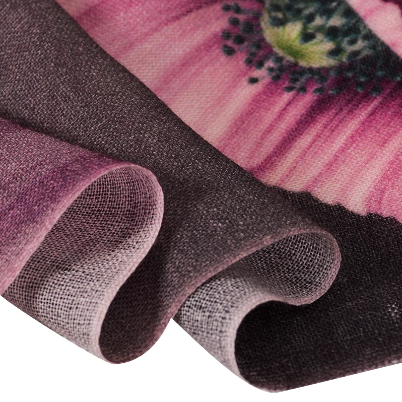 [BYSIFA] Ladies Purple Scarves Foulard New Floral Design 100% Wool Cashmere Scarves Fall Winter Women Wool Scarf Shawl 190*75cm