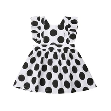 Girls Dress Wedding Party Kids Ruffle Sleeveless Mini Dress Cotton Polka Dot Children Dresses Girls Sundress Princess Clothes ruffle detail dot textured embroidery dress