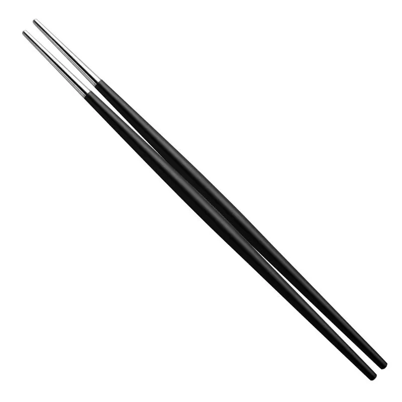 Black Silver Tofok двойной наконечник из нержавеющей стали, палочки для суши, лапши, палочки для отдыха, ресторана, отеля, дома, многоразовые кухонные столовые приборы, 1 шт - Цвет: Black Silver
