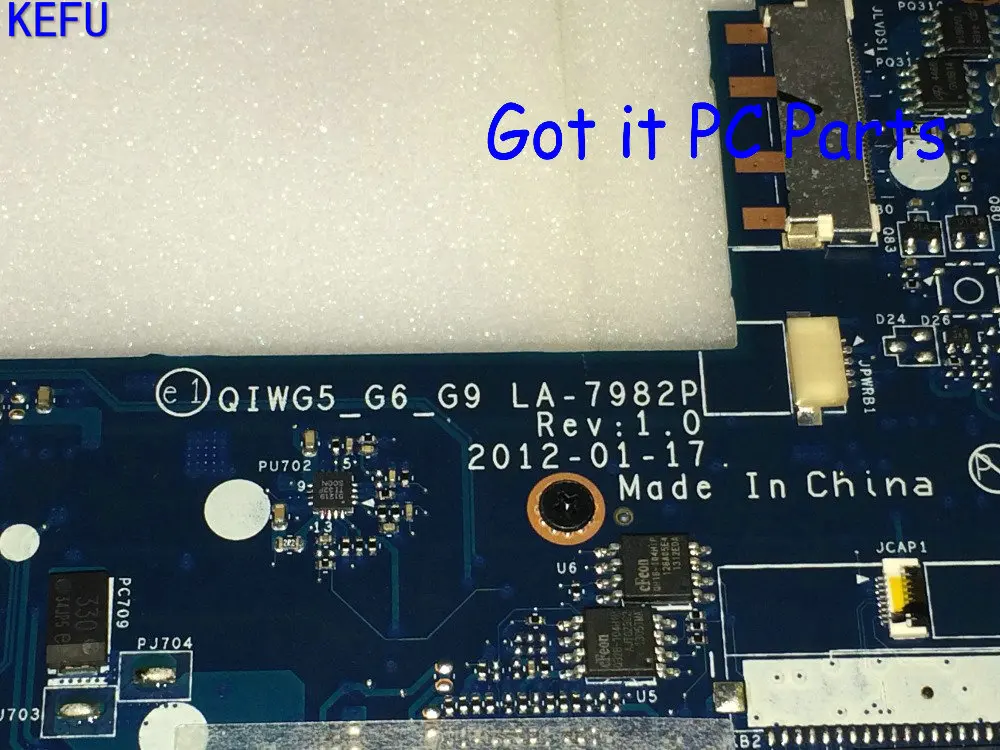 KEFU HOT IN RUSSIA  GIWG5_G6_G9 REV : 1.0 LA-7982P LAPTOP MOTHERBOARD FOR LENOVO G580 NOTEBOOK PC