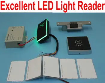 

Door Access Controller RFID Card Machine+NC Mode Strike Lock+power supply+Touchable exit button