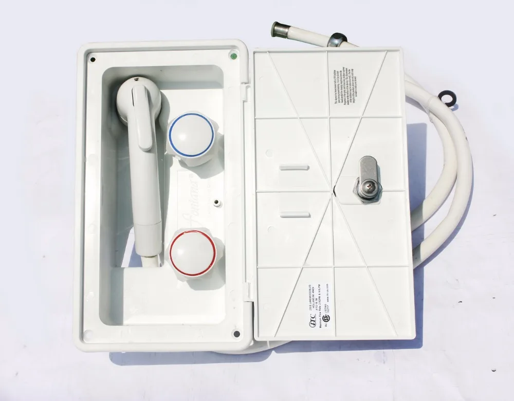 White RV Exterior Shower Box Kit with Lock Includes Shower White RV Exterior Shower Box Kit with Lock Includes Shower