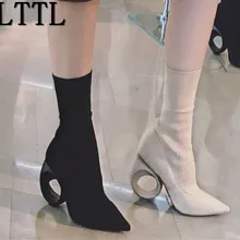 Lttl весна конструктор сапоги лепнина каблуки лодыжки сапоги пуанты ног на высоком каблуке сапоги ботинки эластичные носки сапоги slipon женщина