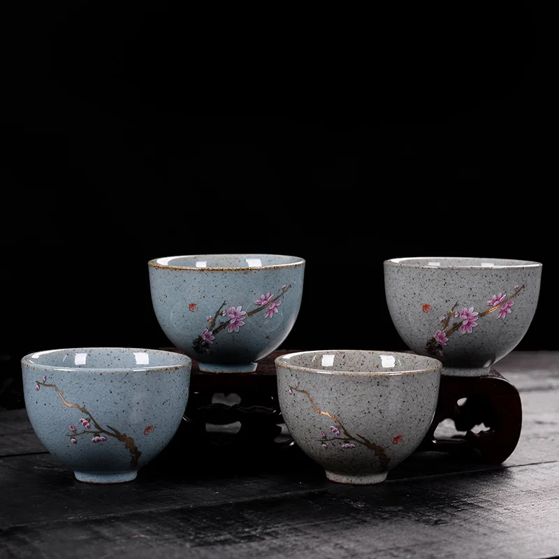 

6pcs*70ml Ceramic tea cup porcelain teacup Kungfu tea set Handmade painted drawn Small tea bowl for Ceremony home decration