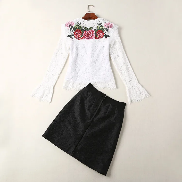 Узорчатые Топы женские весенние блузки с длинными рукавами вышивка с белыми цветами кружевные блузки blusas feminina