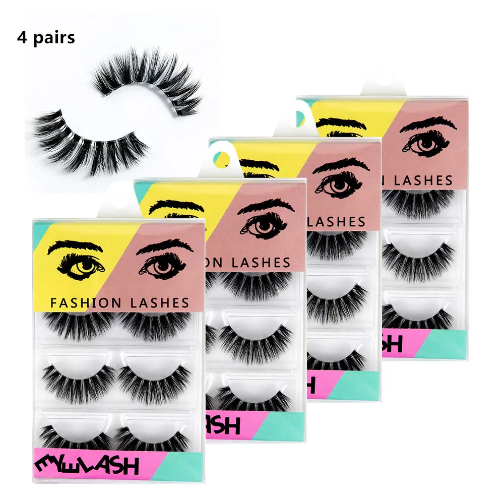 

NEW 4 pairs Lashes 3D Mink Strip Lash Reusable False Eyelashes Dramatic Lashes Lightweight Invisible Band Eye Lashes cilios 37