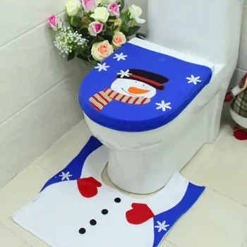 

3pcs/set Christmas Santa Claus Snowman Toilet Seat Cover Rug Set For Christmas New Year Party Home Decoration