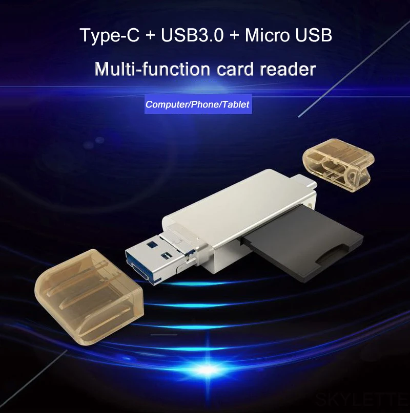 Цинковый сплав type-c кард-ридер 5 в 1 Micro USB 2,0 SD TF OTG Мобильный телефон USB C карта памяти адаптер для Android телефон компьютер