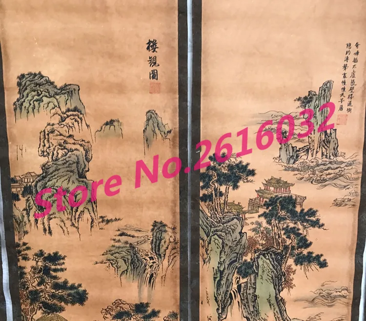 China-calligraphy-Paintings-Scrolls-old-Chinese-Painting-SCROLL-FOUR-SCREEN-Painting-Water-and-water-landscape-painting (4)