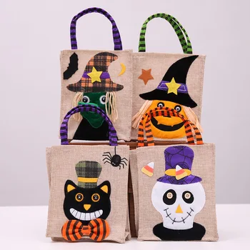 

12pcs Halloween Candy Bag Gift Bags Pumpkin Trick or Treat Bags Sacks Hallowmas Gift For Kids Event Party Supplies Decor 26*15CM