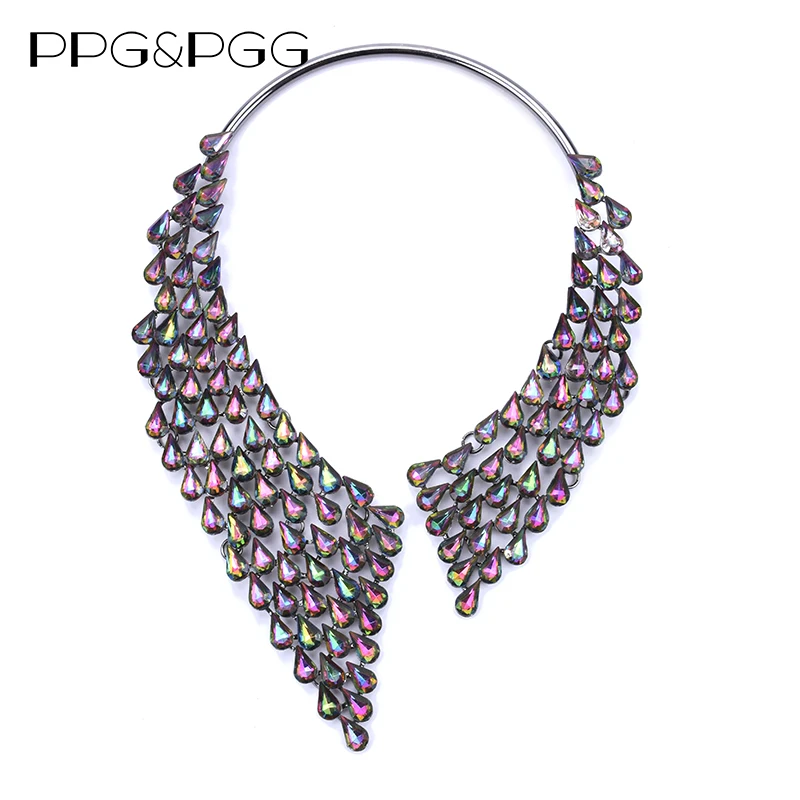 Beste PPG amp; PGG Mode sieraden Vrouwen Hals Ketting Shining Kralen Bohemian Veelkleurige Bruiloft Accessoire Merk Maxi Statement Ketting