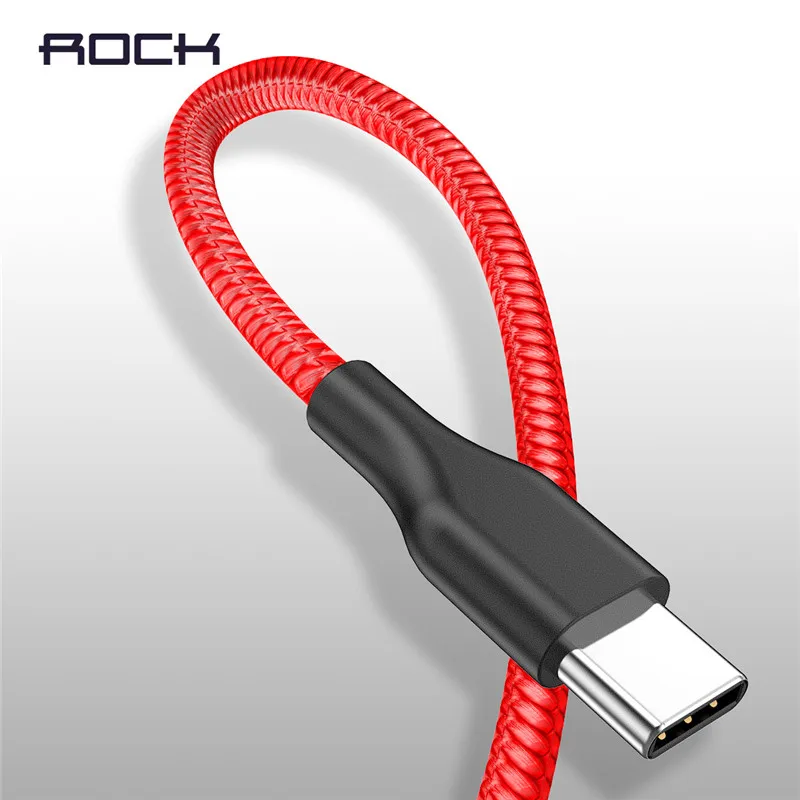 

ROCK Metal Nylon USB Type C Cable for Samsung S9 USB Cable to Type C Fast Charge Data Cable for Xiaomi mi6 Huawei P10 USBC Cable