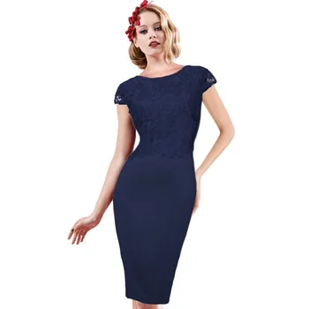 

New Pattern Heat Sell Will Code Lace Embroidered Full Sexy Pencil Dress