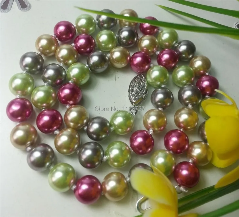 

Charming Fashion 8mm Color Ocean Sea Shell Pearl Necklace Beads Natural Stone Fashion Jewelry Making Design 18 " Wholesale Price