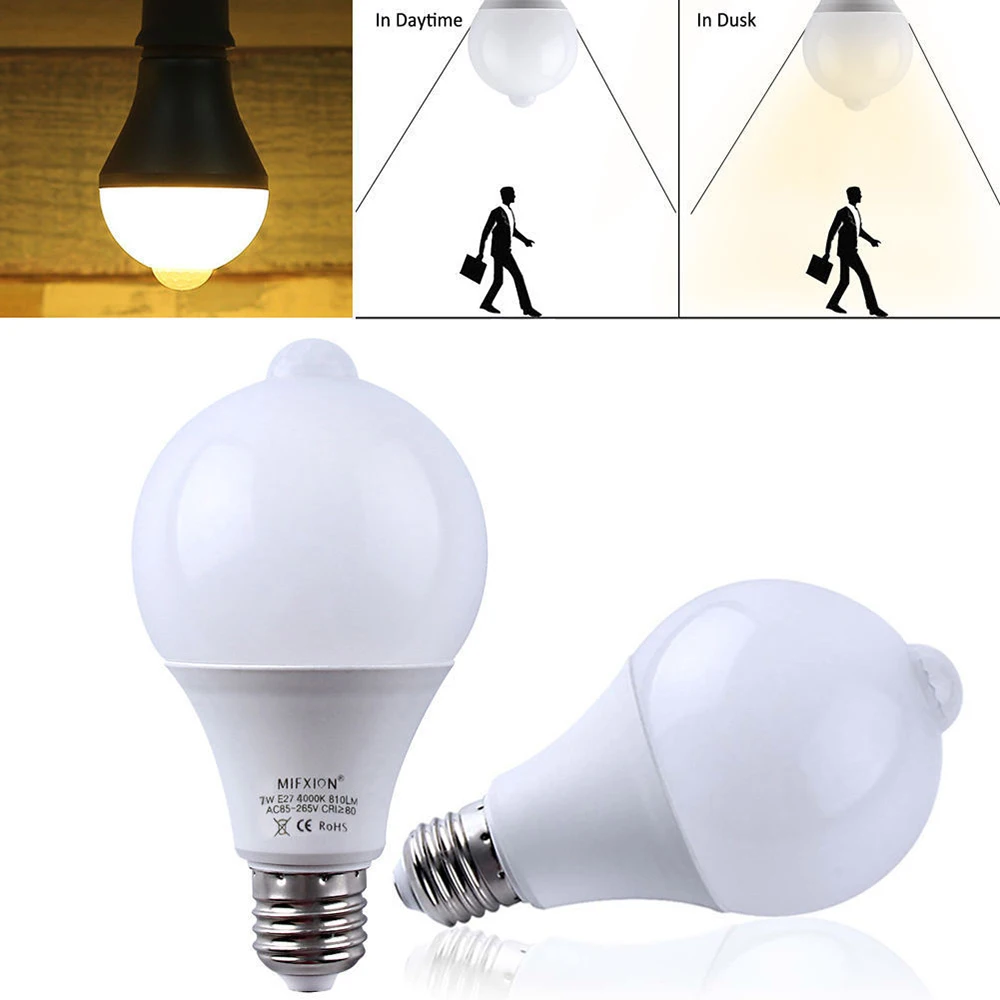 

4PCS 7W/9W LED PIR Motion Sensor Light Bulb Auto Infrared LED Lamp LED Energy Saving Bulbs Light Control Motion Sensor Light E27