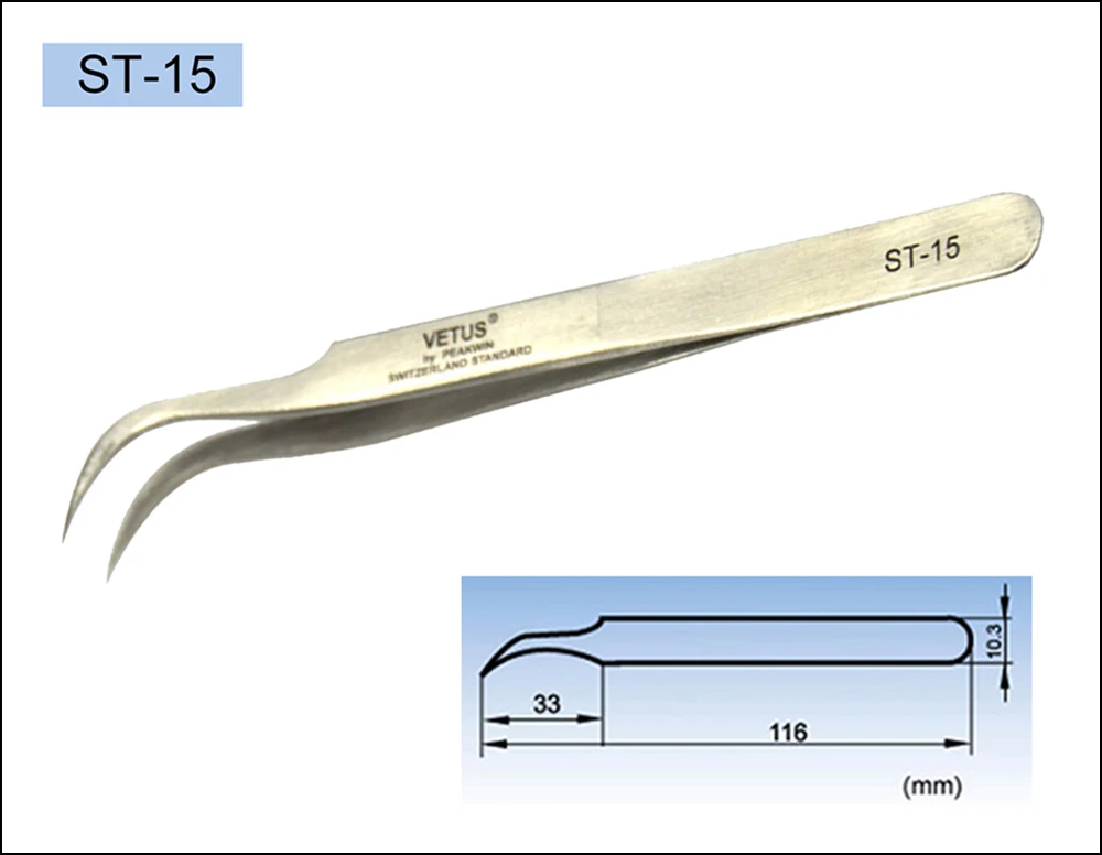 Оригинальные пинцеты «VETUS» Пинцет для наращивания ресниц, инструменты для макияжа ST-11/ST-12/ST-15/ST-17 Пинцет из нержавеющей стали