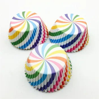 

100pcs Colorful Rainbow Paper Cake Cupcake Liner Baking Muffin Box Cup Case Cake Mold Cake Decorating Tools