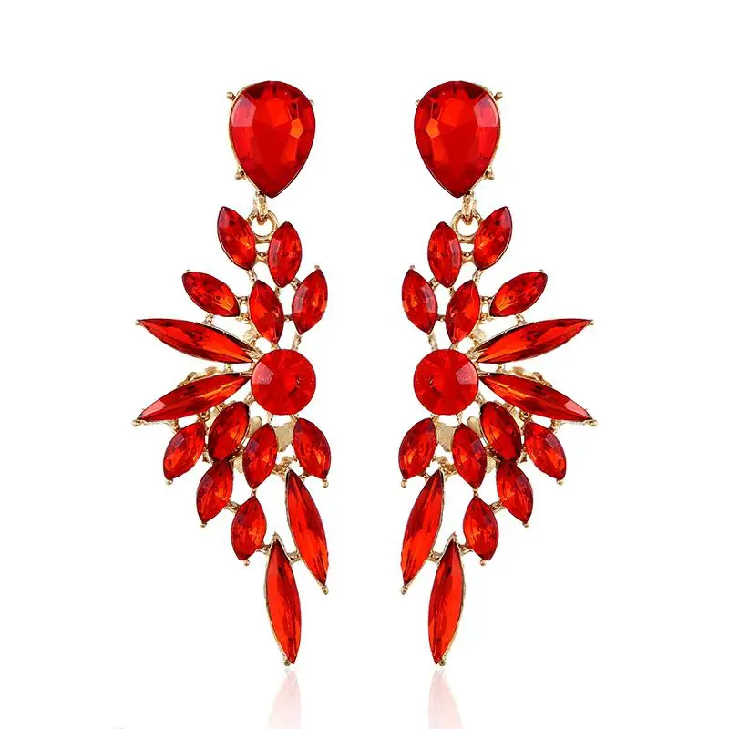 

DreamBell Women Unique Angel Wings Shape Earrings Luxurious Rhinestone Eardrop Earrings