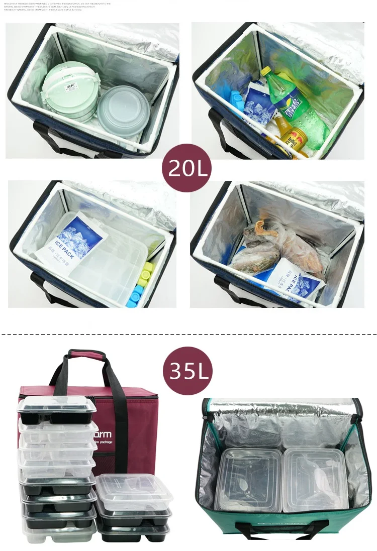 35L складная сумка-холодильник для обеда с изоляцией, Термосумка для пикника, коробка для обеда, автомобильная переносная упаковка для еды, холодильник
