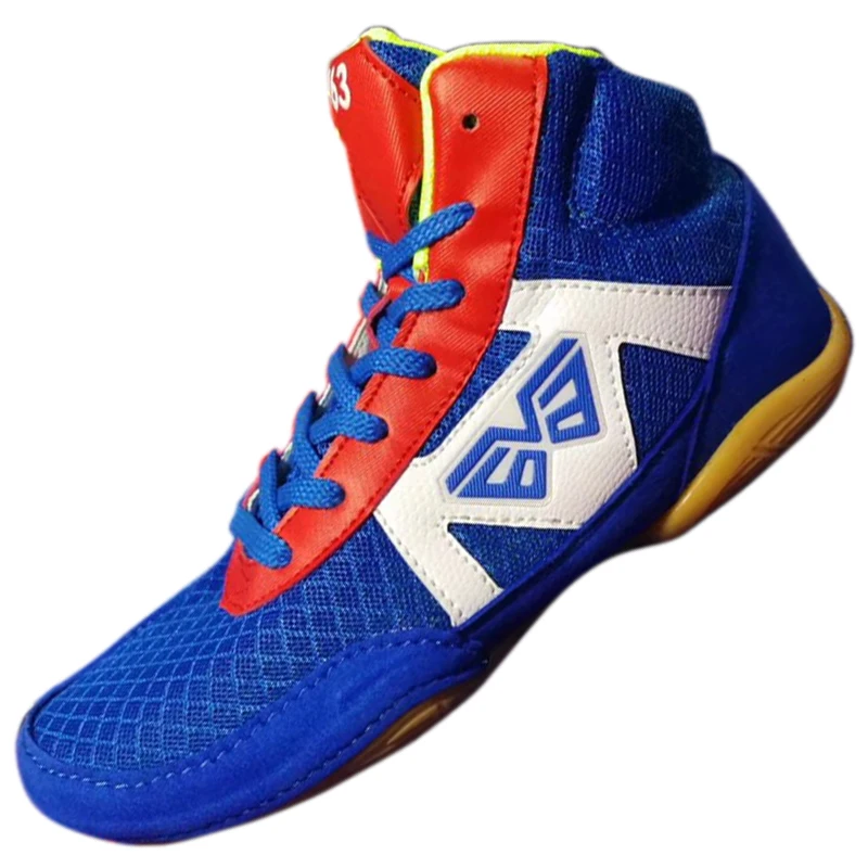 2018 new red and blue wrestling shoes children's training wrestling shoes wrestling fitness shoes women's boxing training soft b