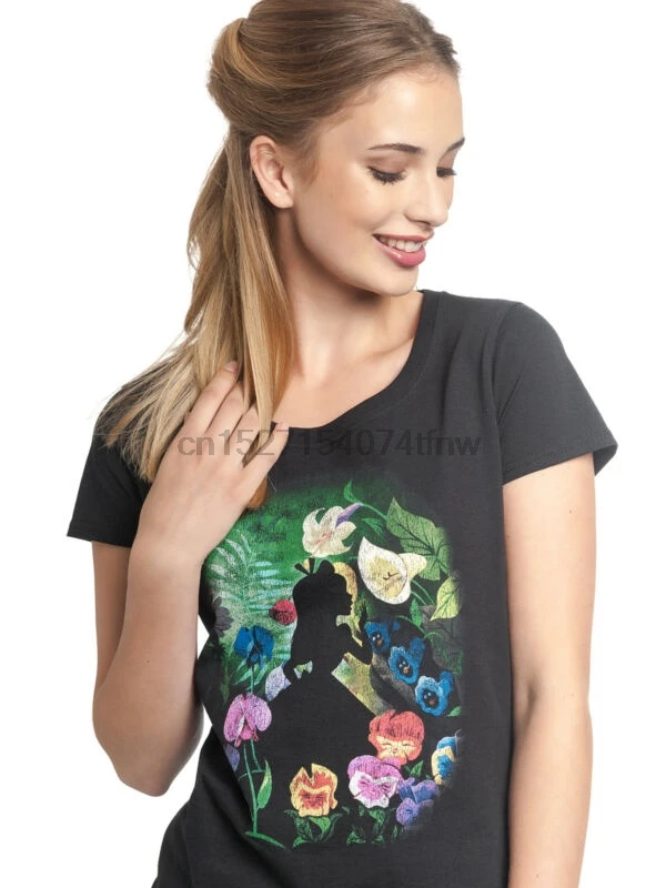 

Alice in Wonderland Black Flower Frauen T-Shirt schwarz