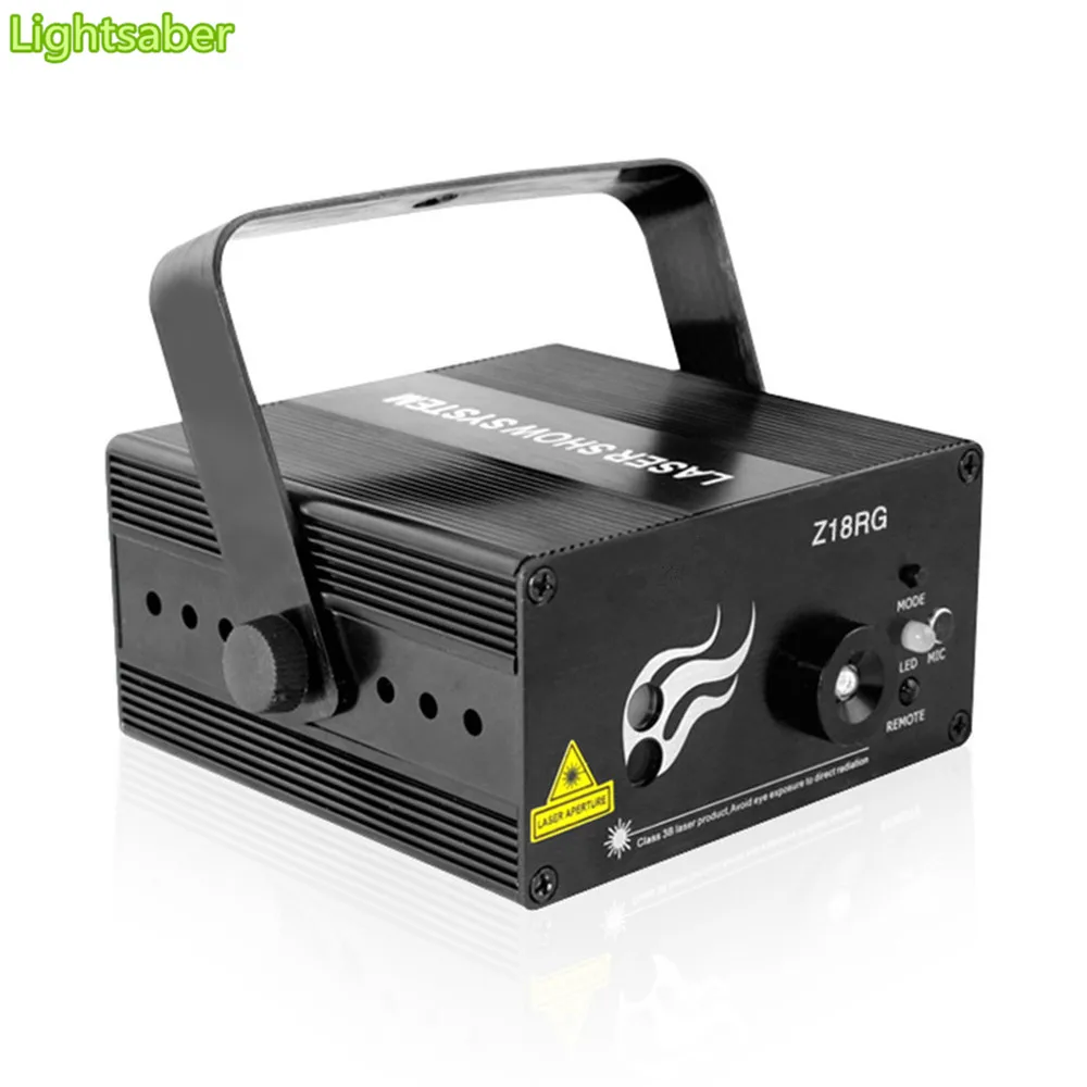 

Red Green Laser dj Voice Remote Control Blue LED Stage Lighting 3 Lens 18 Patterns DJ party lights Projector Light disco light