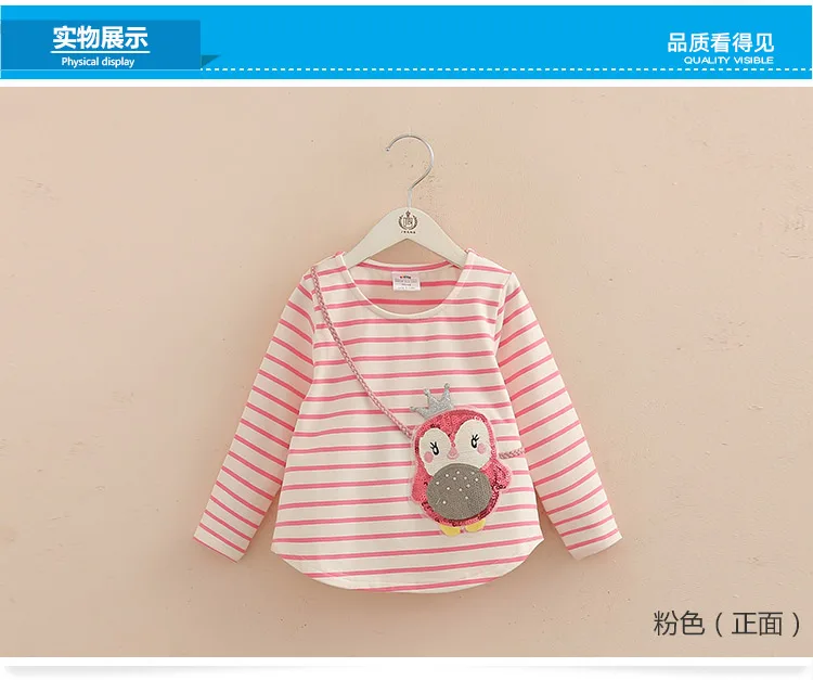 Children Penguin Tops 2018 Hot Sale Spring Autumn Kids Clothes Long Sleeve O-Neck Strip Girl Long Sleeve T Shirt (3)