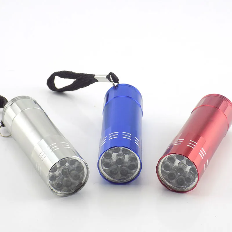 9 led Mini Flashlight flash torch lamp AAA battery small pocket