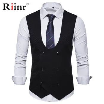 

Men Vests Double Breasted Gentlemen Mens Shawl Collar Soild Vests Suit For male Vest Business Chalecos Para Hombre