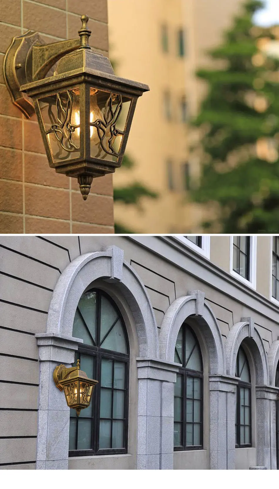 Светодиодный настенный светильник для сада, наружный светильник, настенные лампы для наружного Патио, бронзовые наружные бра, E27 Лампа для двора, уличная водонепроницаемая лампа