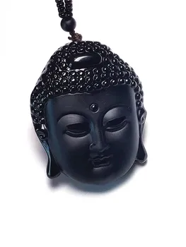 

Koraba Fine Jewelry Chinese Natural Black Obsidian Hand-Carved Blessing Maitreya Buddha Pendant Free Shipping women Gift