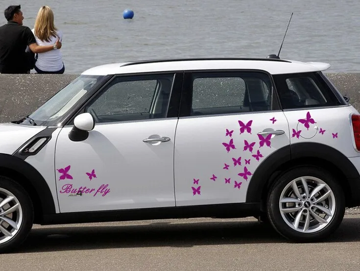 1 set Car hood sticker Hood+both door vinyl sticker butterfly car body