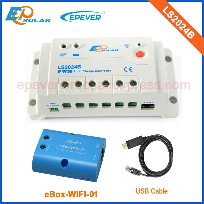 

Solar charge 12v 24v LS2024B controllers with wifi BOX function and USB cable 20A 20amp EPsolar brand