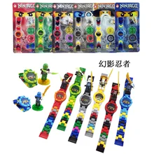 Совместимость с LegoINGS часы LegoINGLY NinjagoINGLY строительные блоки кирпичи Оригинальная коробка Детские часы игрушки для Детский подарок