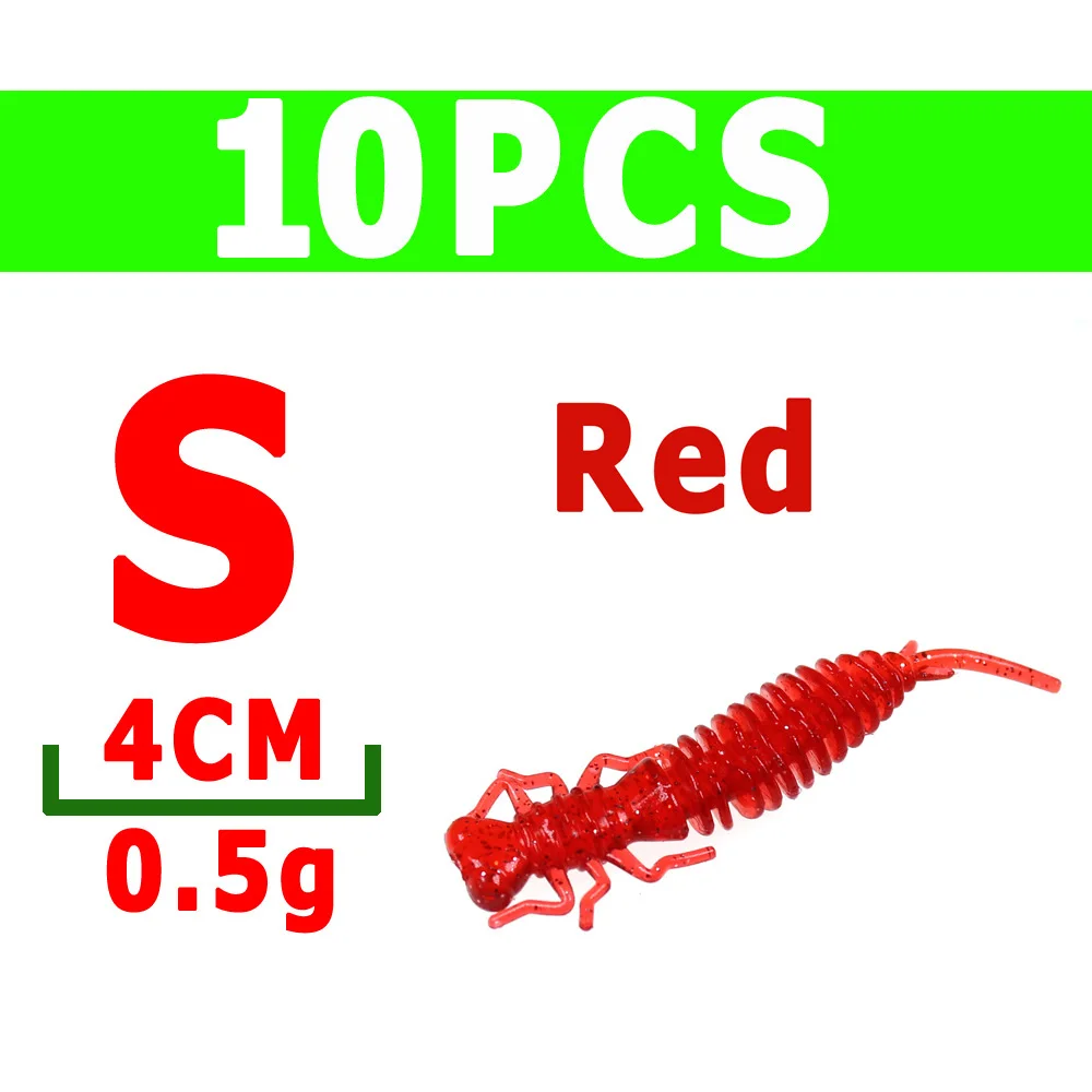 10 шт. форель окунь панфиш рыболовная насекомое приманка имитация приманки Мягкая приманка личинка Стрекоза Нимфа муха - Цвет: 10pcs S red