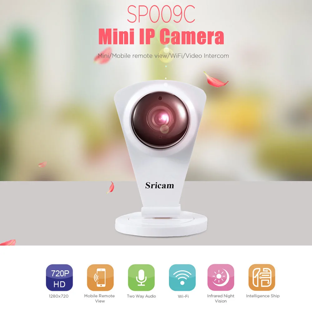 Sricam SP009C 720 P мини Беспроводной IP Камера WI-FI Ночное видение ИК P2P удаленного