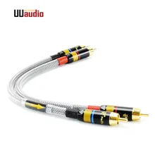 Cabo de áudio macho-macho uu12 2 pcs/par, hifi 4n-ofc rca, 0.2m/0.5m 1m 1.5m m m